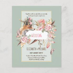 BUDGET Boho Woodland FOX Floral Wedding Modern Flyer