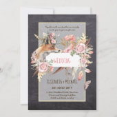 BUDGET Boho Woodland FOX Floral Wedding Modern Kaart (Voorkant)