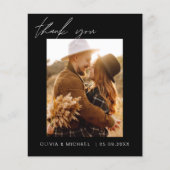 Budget Boho Zwart Bruiloft Dank u Kaarten (Voorkant)