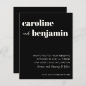 Budget Bold Black Modern Wedding Invitation (Voorkant / Achterkant)