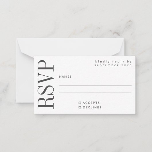 Budget Bold Black White RSVP QR Code Website Notitiekaartje (Voorkant)