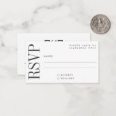 Budget Bold Black White RSVP QR Code Website Notitiekaartje (Voorkant / Achterkant in situ)