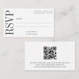 Budget Bold Black White RSVP QR Code Website Notitiekaartje