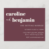 Budget Bold Burgundy Chic Modern Wedding Invite (Voorkant)