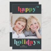 Budget Bold en Bright Photo Happy Holiday Kaart (Voorkant / Achterkant)