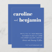 Budget Bold French Blue Moderne Wedding Invitation (Voorkant / Achterkant)