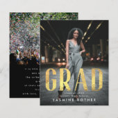 Budget Bold Gold Foil AFSTUDEERDER Foto aankondigi (Voorkant / Achterkant)