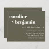 Budget Bold Olive Green Chic Modern Wedding Invite (Voorkant / Achterkant)