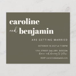 Budget Bold Olive Green Chic Modern Wedding Invite