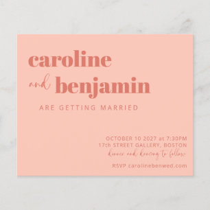 Budget Bold Peach Rust Chic Modern Wedding Invite