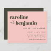 Budget Bold Pink Olive Green Chic Wedding Invite (Voorkant / Achterkant)