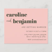 Budget Bold Pink Olive Green Chic Wedding Invite (Voorkant)