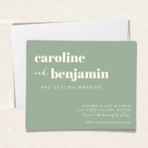 Budget Bold Sage Green Chic Modern Wedding Invite