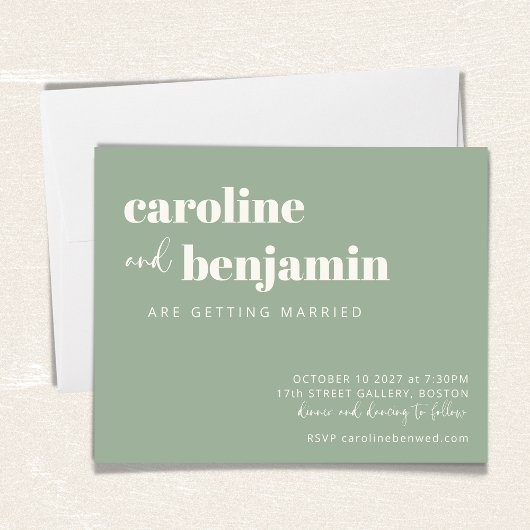 Budget Bold Sage Green Chic Modern Wedding Invite