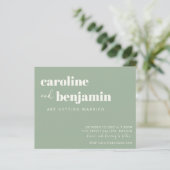 Budget Bold Sage Green Chic Modern Wedding Invite (Staand voorkant)