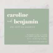 Budget Bold Sage Green Chic Modern Wedding Invite (Voorkant)