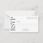 Budget Bold Simple Black White RSVP Notitiekaartje (Voorkant)