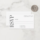 Budget Bold Simple Black White RSVP Notitiekaartje (Voorkant / Achterkant in situ)