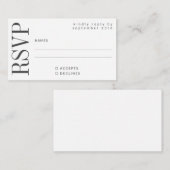 Budget Bold Simple Black White RSVP Notitiekaartje (Voorkant / Achterkant)