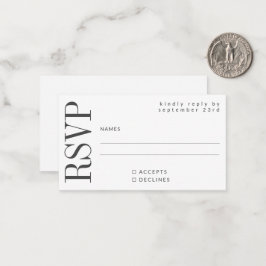 Budget Bold Simple Black White RSVP Notitiekaartje