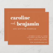 Budget Bold Terracotta Chic Modern Wedding Invite (Voorkant / Achterkant)