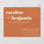 Budget Bold Terracotta Chic Modern Wedding Invite (Voorkant)