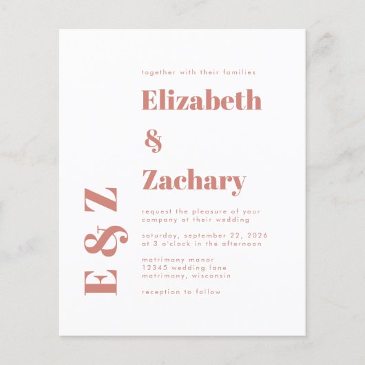 Budget Bold Terracotta Typography Wedding Invite (Voorkant)