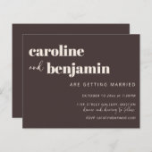 Budget Bold Warm Brown Chic Modern Wedding Invite (Voorkant / Achterkant)