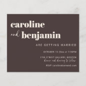 Budget Bold Warm Brown Chic Modern Wedding Invite (Voorkant)