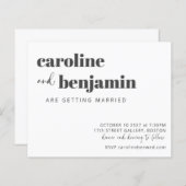 Budget Bold White Chic Modern Wedding Invitation (Voorkant / Achterkant)