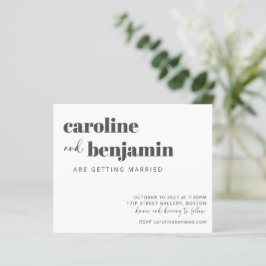 Budget Bold White Chic Modern Wedding Invitation