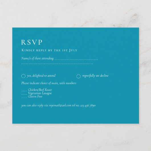 BUDGET Bondi Blue Monochrome Bruiloft Briefkaart (Voorkant)