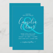 BUDGET Bondi Blue Monochrome Bruiloft Kaart (Voorkant / Achterkant)