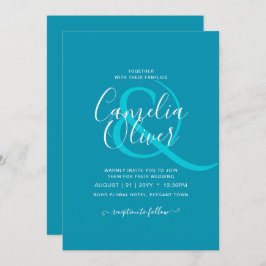 BUDGET Bondi Blue Monochrome Bruiloft Kaart