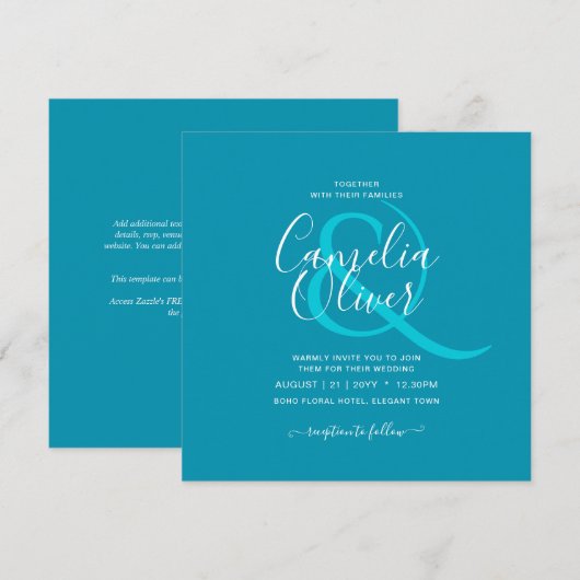 BUDGET Bondi Blue Monochrome bruiloft Kaart (Voorkant / Achterkant)