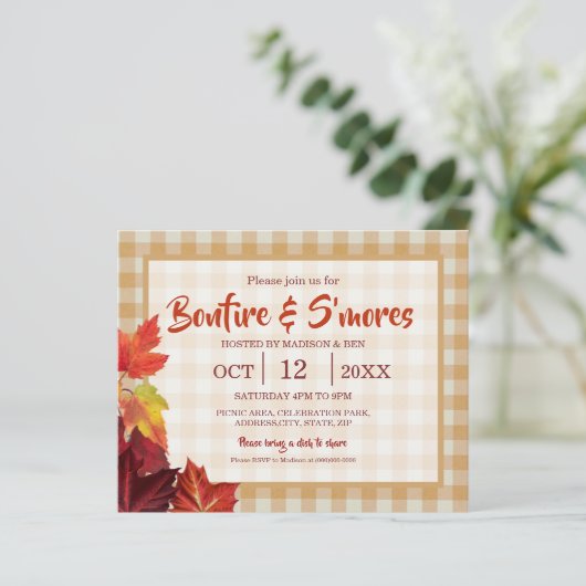 Budget Bonfire & Smore Invitation (Staand voorkant)