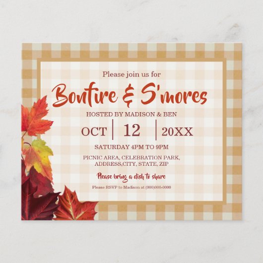 Budget Bonfire & Smore Invitation (Voorkant)