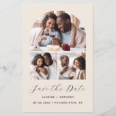 Budget Boog 3-Foto Collage Beige Save the Date (Voorkant)