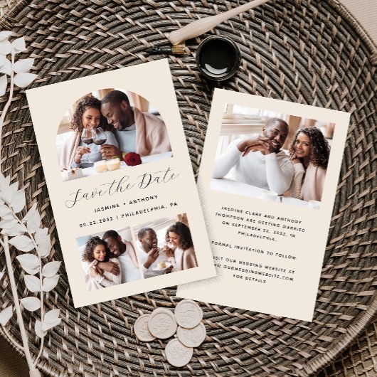 Budget Boog 4-Foto Beige Save the Date