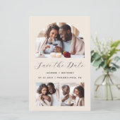 Budget Boog 4-Foto Beige Save the Date (Staand voorkant)