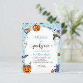 BUDGET Boog Blauw Spooky Een 1e Halloween Verjaard (Staand voorkant)