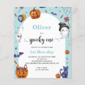 BUDGET Boog Blauw Spooky Een 1e Halloween Verjaard (Voorkant)