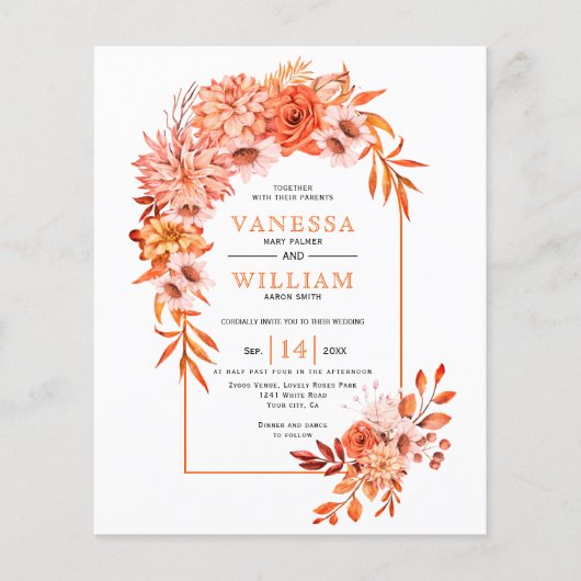 BUDGET Boog en bloemen QR code val bruiloft (Voorkant)