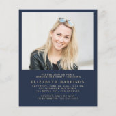 Budget Boog Foto Blauwe Afstuderen Feest Uitnodigi (Achterkant)