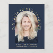 Budget Boog Foto Blauwe Afstuderen Feest Uitnodigi (Voorkant)