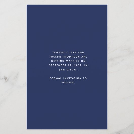 Budget Boog Foto Marine Blauw Save the Date (Achterkant)