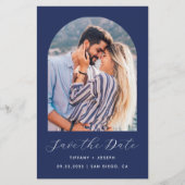 Budget Boog Foto Marine Blauw Save the Date (Voorkant)