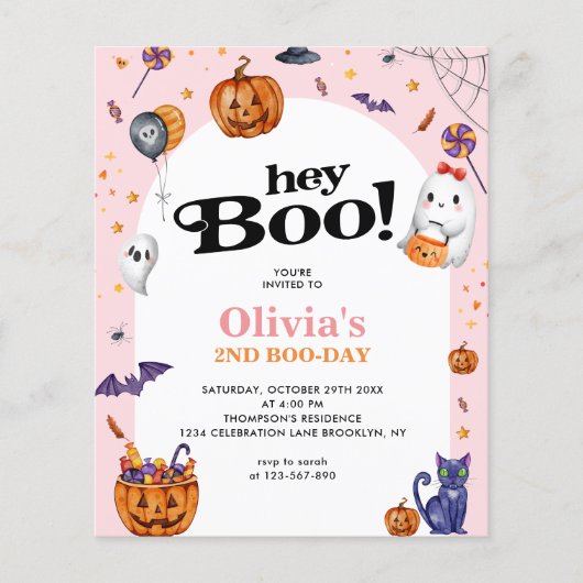 BUDGET Boog Pink Hey Boo Halloween Kinder Verjaard (Voorkant)