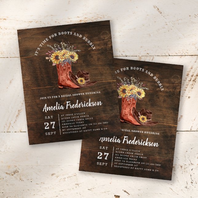 BUDGET Boots and Bubble Bridal Shower Invitation (Creator heeft geüpload)