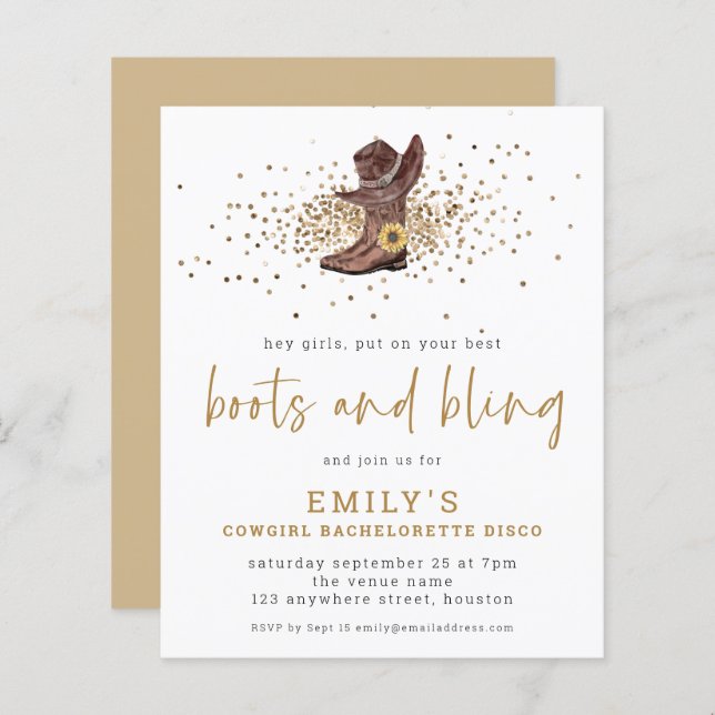 BUDGET Boots Bling Cowgirl Bachelorette Disco (Voorkant / Achterkant)